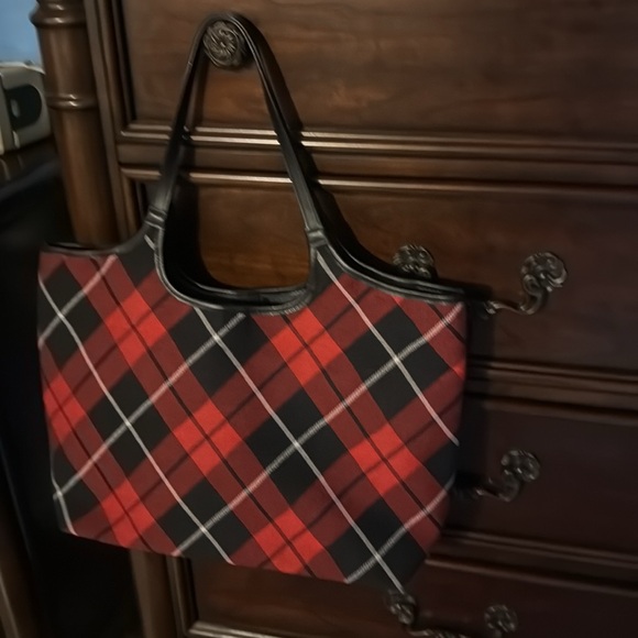 Victoria Secrets Red and Black Plaid Tote Bag - Picture 2 of 9